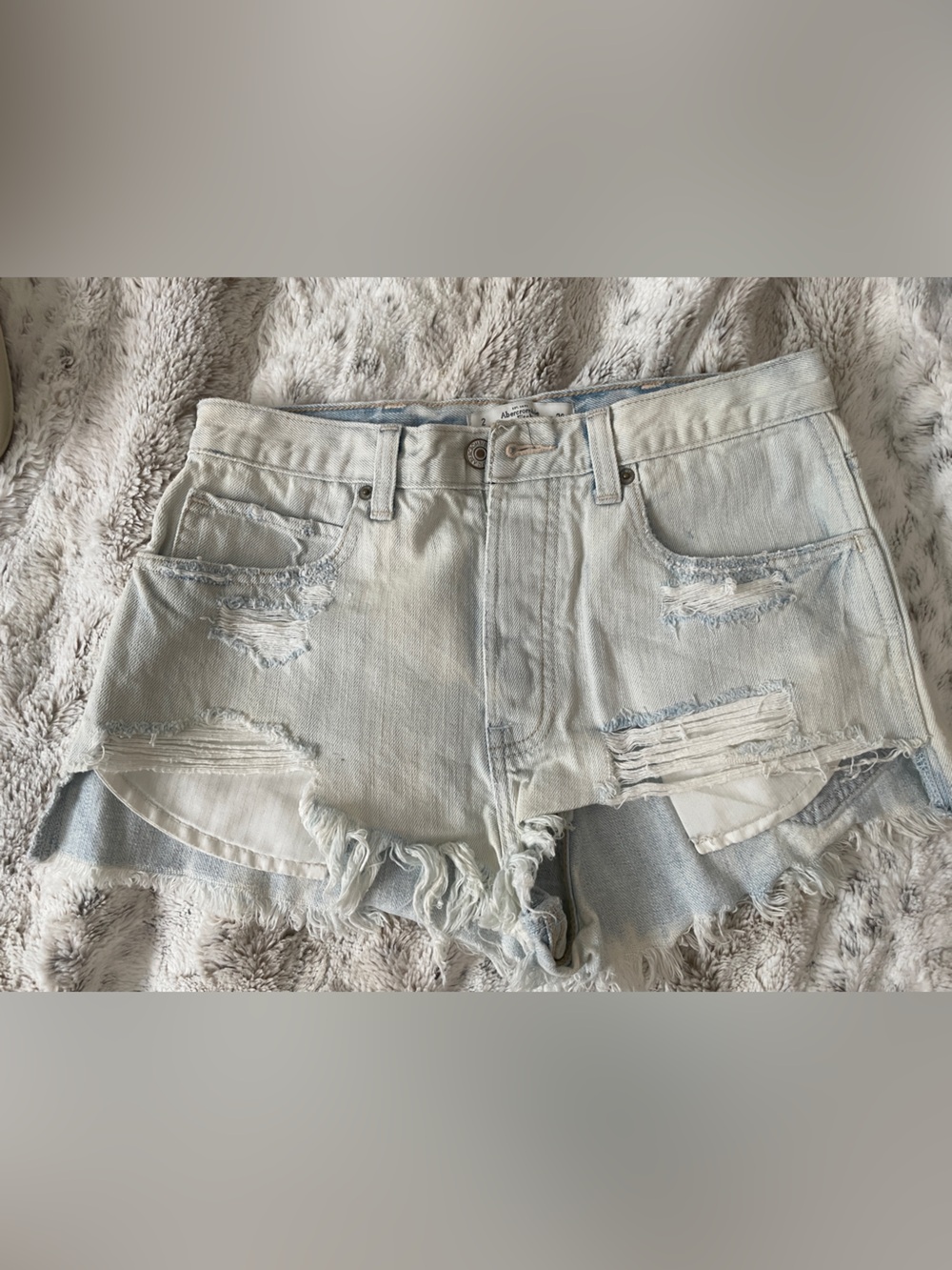 Abercrombie & Fitch Light Blue Distressed Denim Shorts